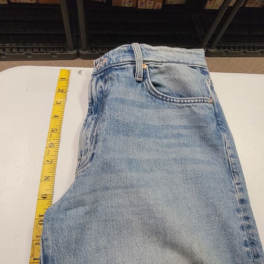 Mother Superior Womens The Dodger Sneak Jeans Size‎ 28 Blue Denim Wide Leg Faded - Picture 9 of 13